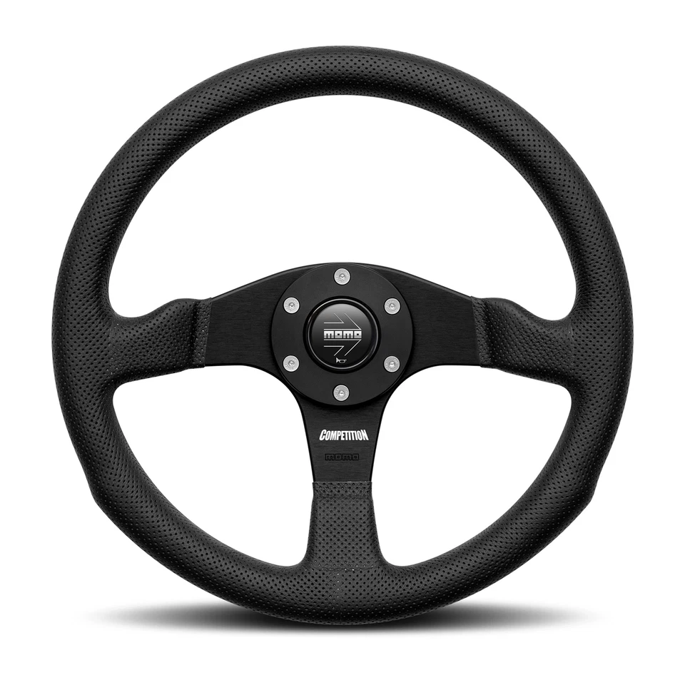 MOMO Motorsport Competition Steering Wheel Black Airleather, 350mm  - COM35BK0B - Image 1 of 1