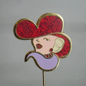 VTG Stick Pin Red Hat Society Collectible 2004 Blonde Hair Gold Tone Figural - Picture 1 of 8