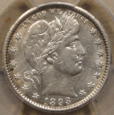 1893-O Barber Quarter 25c PCGS Certified AU55 - Image 1 of 4
