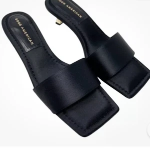 Buone scarpe da donna americane nere raso slide mule GA117K-X taglia 7 - Foto 1 di 8