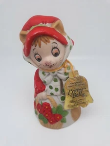 Vintage Jasco Critter Bells Porcelain Christmas Mouse Taiwan 1980s 4.5" - Picture 1 of 4
