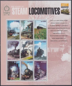 SIERRA LEONE Sc #2779,81-2a-i MNH SHEETS of 9 DIFF ea 20th ANN STEAM LOCOMOTIVES - Picture 1 of 3