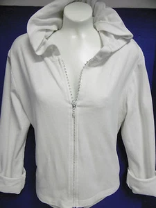 SUDADERA MUJER CON CAPUCHA de LA MOVERS GRANDE BLANCA JOYA CREMALLERA FRONTAL A18 - Imagen 1 de 12