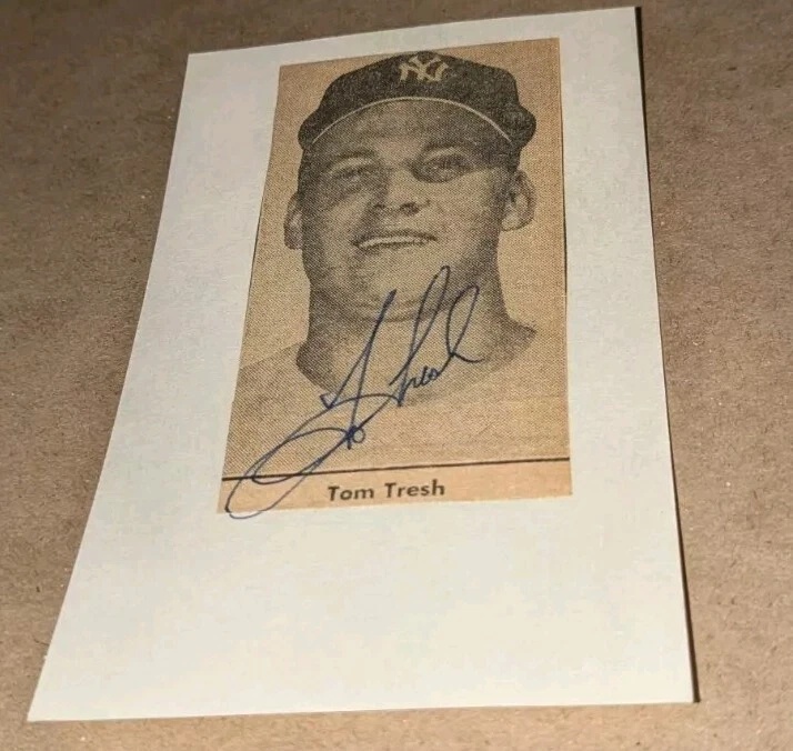 Tom Tresh New York Yankees Custom Signed Index Cut W/Our COA  - Image 1 of 1