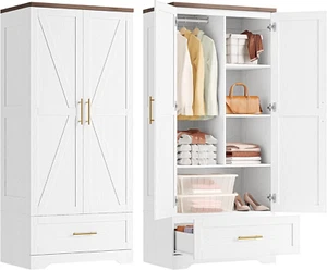 Wooden Armoire Wardrobe Closet with Door and Drawer, 71'' Wardrobe Cabinet with - Picture 1 of 7
