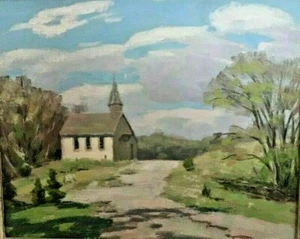 "Church Cape Chin" - Original Oil Painting -Canadian Artist George Thomson b1868 - Picture 1 of 5