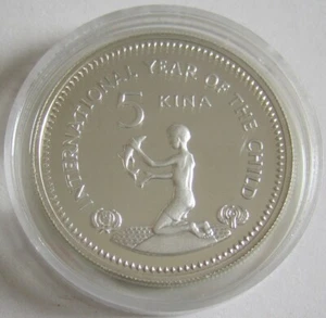 Papúa Nueva Guinea 5 Kina 1981 Año del Niño Plata - Imagen 1 de 2