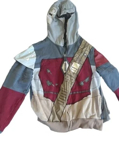 Disney Star Wars Mandalorian Full Zip Up Hoodie Costume Size L Full Face 0076 - Picture 1 of 8