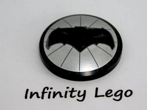 LEGO Black / Silver Dish 4 x 4 Inverted with Batman Logo Pattern (3960 76044) - Picture 1 of 2
