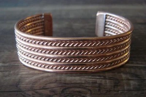 Bracciale Rame Fatto a mano Gioielli Navajo Nativi Americani Verna Tahe! - Foto 1 di 6