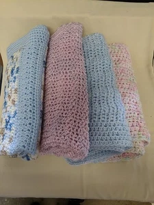 4 Hand Crocheted Baby Blankets - Picture 1 of 5