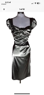 Vestido Stop Staring Negro Movible XL 2000s Pinup Retro Satinado Elástico 38-28-38 Foto 1 de 4