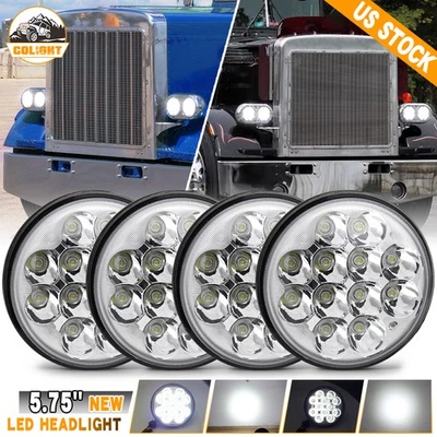 4 круглых светодиодных фары 5,75 5-3/4 Hi/Lo для Peterbilt 359 348 Chevrolet Buick - Изображение 1 из 4