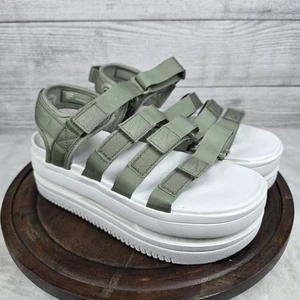 Nike Green White Icon Classic Platform Sandals Shoes Womens Sz 8 - Picture 1 of 10