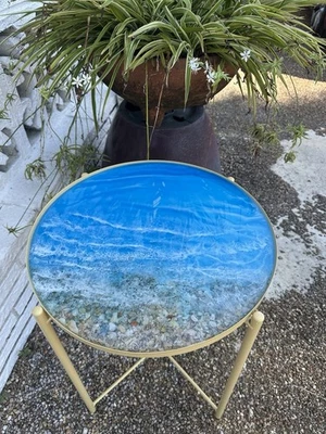 Epoxy resin table in a nautical style - Image 1 of 4