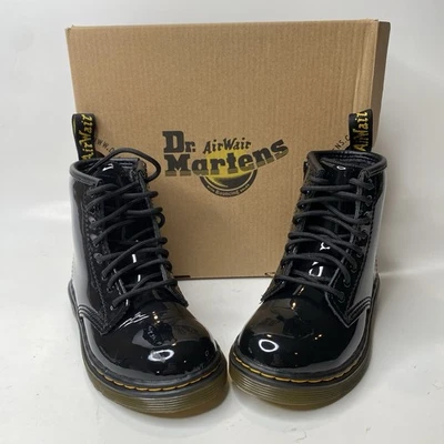 Botines Dr. Martens 1460T charol niño pequeño EE. UU. 9 negro cremallera lateral Foto 1 de 4