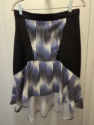 Peter Pilotto Asymmetrical Black Patterned Skirt Size 8 - Image 1 of 2