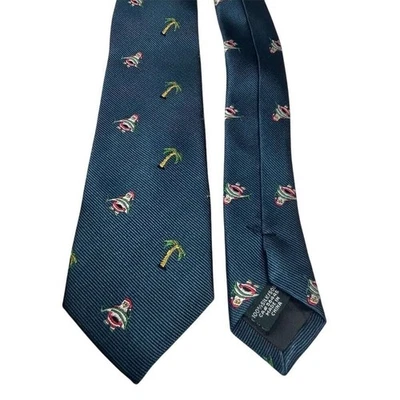 Corbata de Navidad de seda para hombre J.Crew azul Santa palmera tema de vacaciones Foto 1 de 4