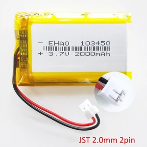 3.7V 2000mAh Lipo Rechargeable Battery JST 2Pin PH2.0mm Plug 103450 For GPS Lot - Bild 1 von 11