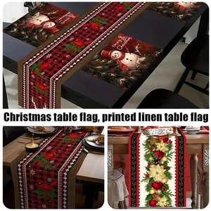 Christmas Table Runner Snowmen Dinner Party Decor Dining Table Decoration. - Picture 1 of 14