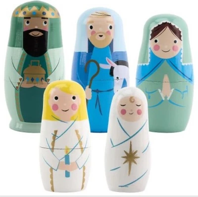 Christmas Nesting Doll Set of 5 Nativity Figures Matryoshka Collection Dolls NEW