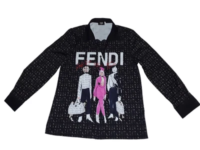 PnB Rock Nicki Minaj & Murda Beatz Fendi Graphic Button Top Blouse Large - Image 1 of 4