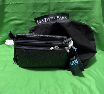 Gun Tote'n Mama Concealed Carry Cross-Body Purse Embroidered Lambskin GTM 10/BK - Image 1 of 4
