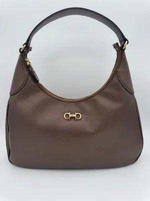 Salvatore Ferragamo Metallic Brown Leather Mancini Romana Hobo Shoulder Bag - Image 1 of 4