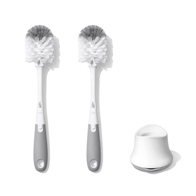 OXO Tot Bottle Brush with Nipple Cleaner and Stand – Gray, 2-Pack - Image 1 of 4