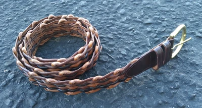 Cinturón trenzado de cuero vintage XL hebilla de latón de 40 pulgadas Foto 1 de 4