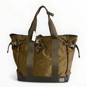 PORTER Tote Bag Nylon Camel Authentic Men D:7.09” H:13.39” W:14.57” 2577 - Picture 1 of 6