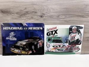 JOHN FORCE FUNNY CAR HAND OUT NHRA COOL HONORING OUR HEROS & 100 Wins Set Of 2 - Picture 1 of 9