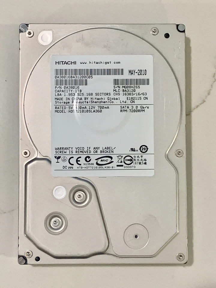 NEW HITACHI MODEL 0A38016BA31200C9B 1 TB SATA HARD DRIVE - NEW (YES, NEW) - Image 1 of 2