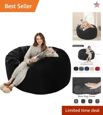 Кресло-мешок Giant 4 фута из пеноматериала с эффектом памяти для взрослых - моющийся чехол из микрофибры - Изображение 1 из 4