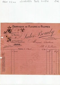 Paris II ème 9 Rue Ste Apolline - Belle Entête Fabrique de Plumes du 03/08/1924 - Bild 1 von 1