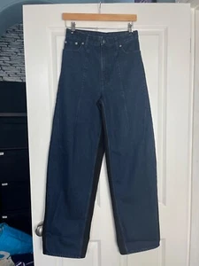 Rare H&M AW23 Two Tone BARREL / CURVED Leg HIGH WAIST Jeans UK 6-8 RRP £75 - Picture 1 of 5