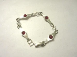 Silbernes Armband roten/Koralle Steinen (800er) OM2659 - Picture 1 of 2