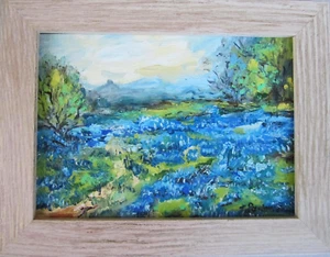 American Rural Scene – 7x8 Framed Oil Painting, Texas Landscape Impressionist - Picture 1 of 7