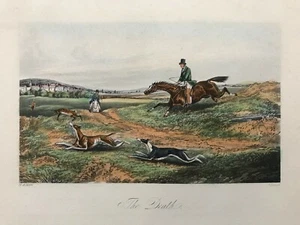 Estampado antiguo de 1850; restos deportivos de Fores - Coursing, The Death after Alken - Imagen 1 de 2