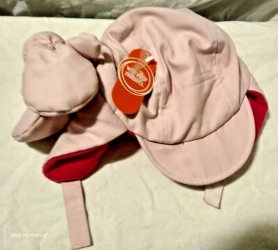 Wonder Nation Toddler Girls Pink 2 Tone Padded Trapper Hat & Mitten Set ~ NEW - Image 1 of 3