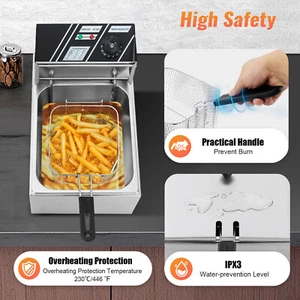 Ol Fritteuse Fritteuse 6L Edelstahl 2500W Profi Küche Kaltzone Fritteuse Fritose - Bild 1 von 14