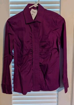 NWOT Talbot's Size 4 Button Up Blouse Purple Eggplant New Long Sleeve - Image 1 of 4