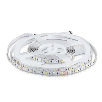 V-TAC Strip LED SMD5050 8W/m 5m 60 LED/m 12V RGB + 4000K IP20 10mm VT-5050 - Immagine 1 di 4
