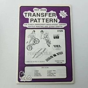 Pretty Punch Hot Iron Color Coded Transfer Pattern #3129 BMX 4-3/8x3-1/4 To 11-1 - Picture 1 of 1