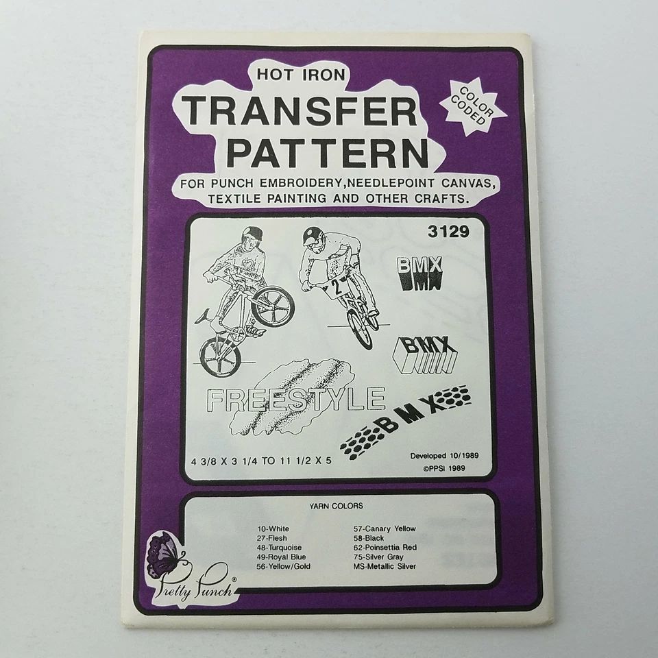 Pretty Punch Hot Iron Color Coded Transfer Pattern #3129 BMX 4-3/8x3-1/4 To 11-1 - Image 1 of 1