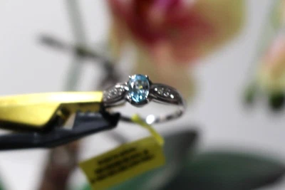 Cambodian Blue, White Zircon Ring Size 9 Platinum over sterling NWT $259.99 - Image 1 of 4