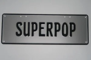 Novelty Embossed Aluminium SUPER POP Number Plate Man Cave Garage - Picture 1 of 2