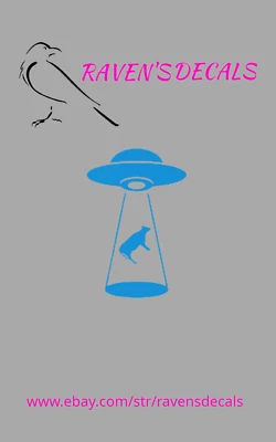 Alien Space Ship Cow Vinyl Decal Sticker outdoors  window bumper - Image 1 of 4