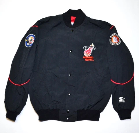 VINTAGE 90s MIAMI HEAT STARTER VARSITY JACKET SZ.M! THROWBACK, NBA, MADE IN USA Cover