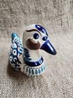 Vintage Duck Folk Art Figurine Tonala Hand Painted Clay Bird Marked Mexico Reyna